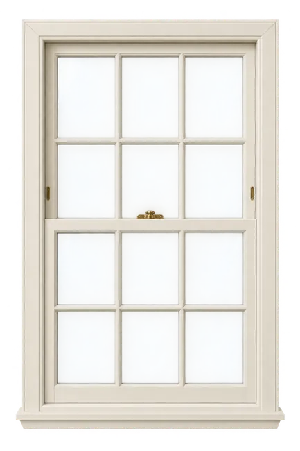 Freestanding cream sash window